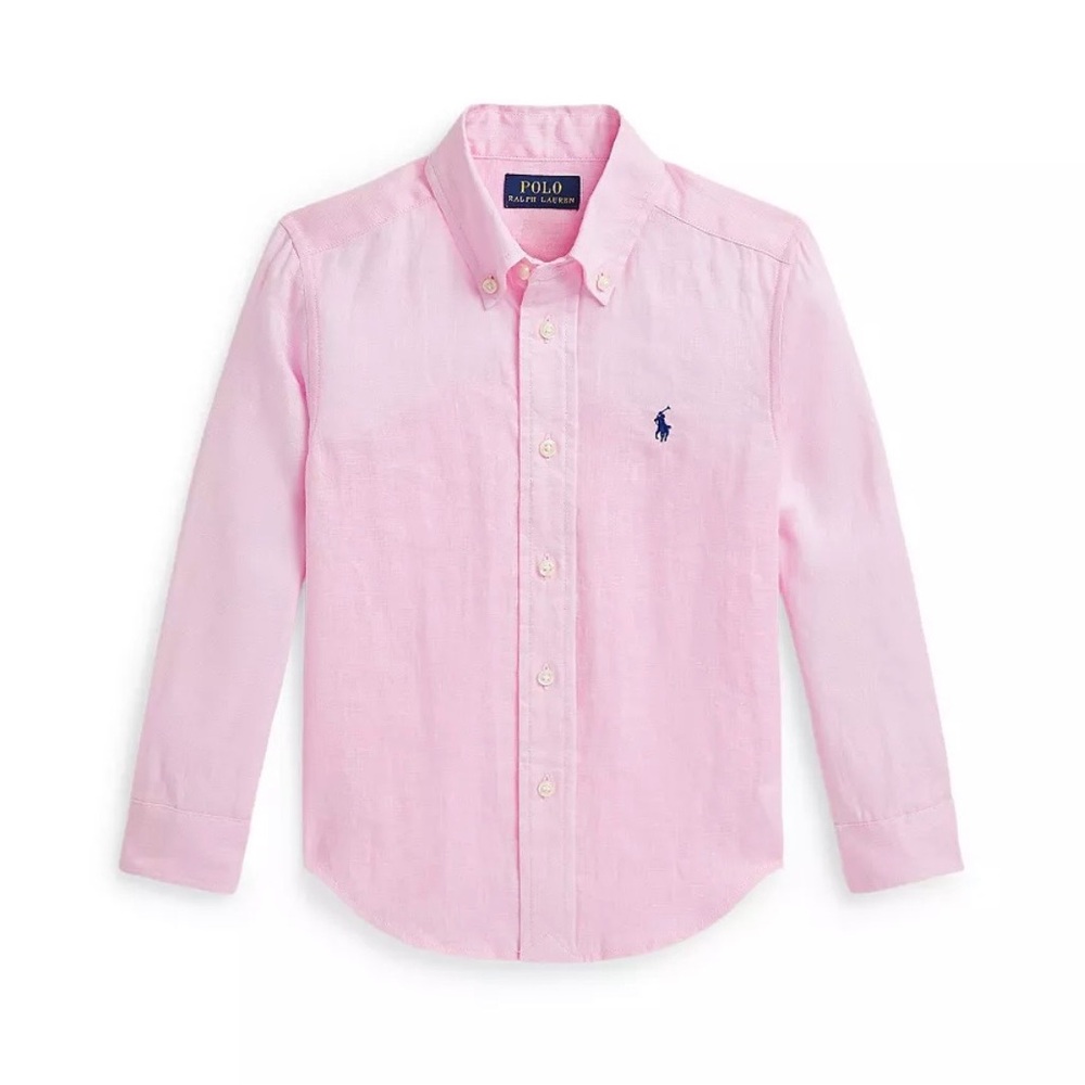 Ralph Lauren Light Pink Kids Button-Down Long Sleeve Shirt Size 6 Boys